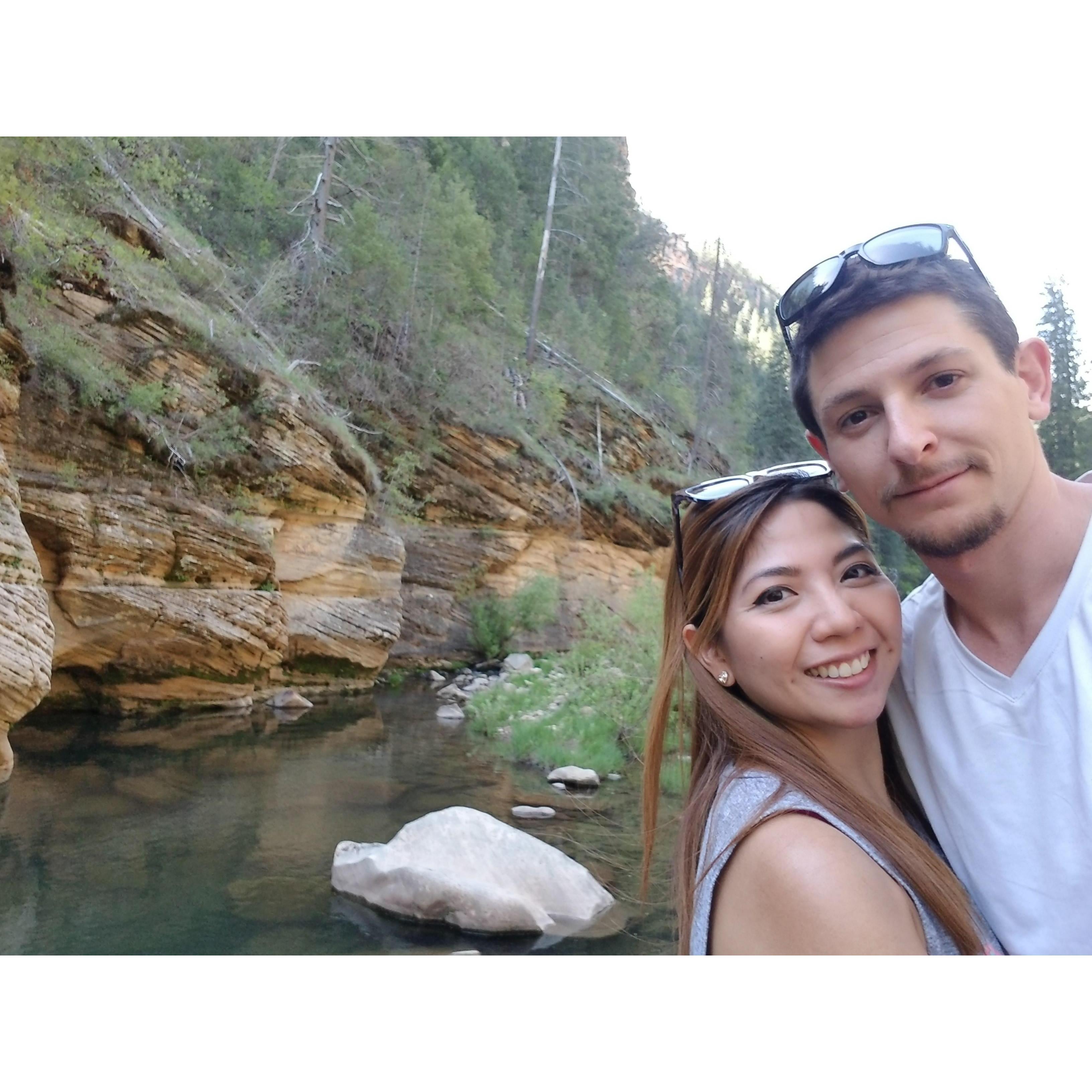 We hiked down to this incredible place and only a few people can get to this trail. We got lost many times and beat up his car due to forest dirt roads. Again, worth it!