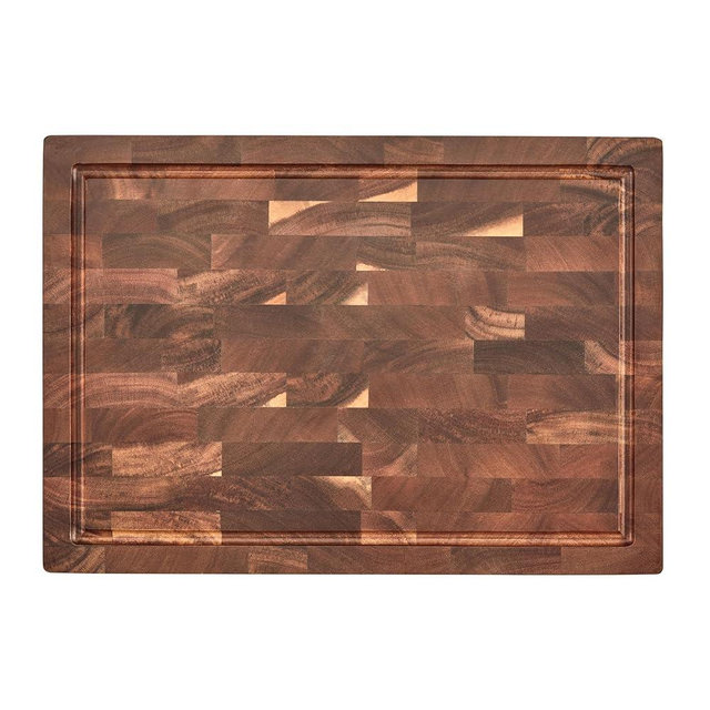 Cuisinart 17" Reversible End Grain Acacia Cutting Board Embedded Handles