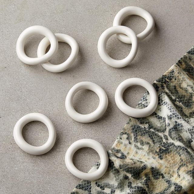 Moore Shiny White Porcelain Napkin Rings, Set of 8