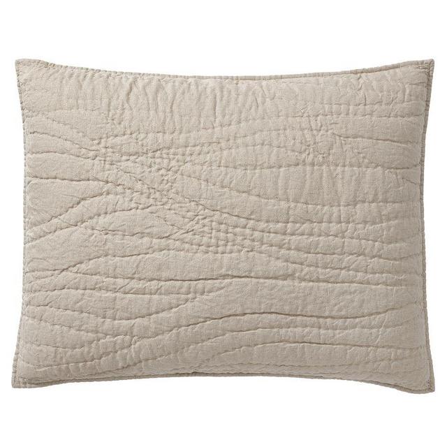 Belgian Flax Linen Handcrafted Quilted Sham, Warm Gray, Standard, Set of 2