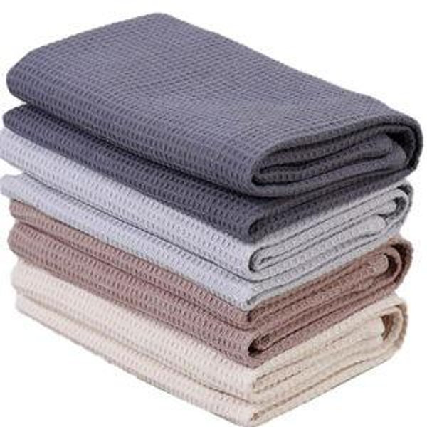 PY HOME & SPORTS Dish Towels Set, 100% Cotton Waffle Weave Kitchen Towels 4 Pieces, Super Absorbent Kitchen Hand Dish Cloths for Drying and Cleaning (17 x 25 Inches, Set of 4)