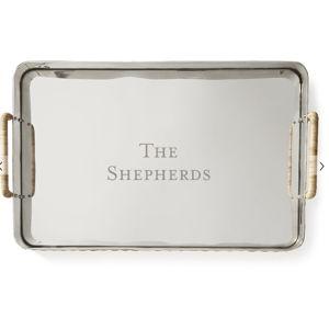 Silver and Wicker Serving Tray