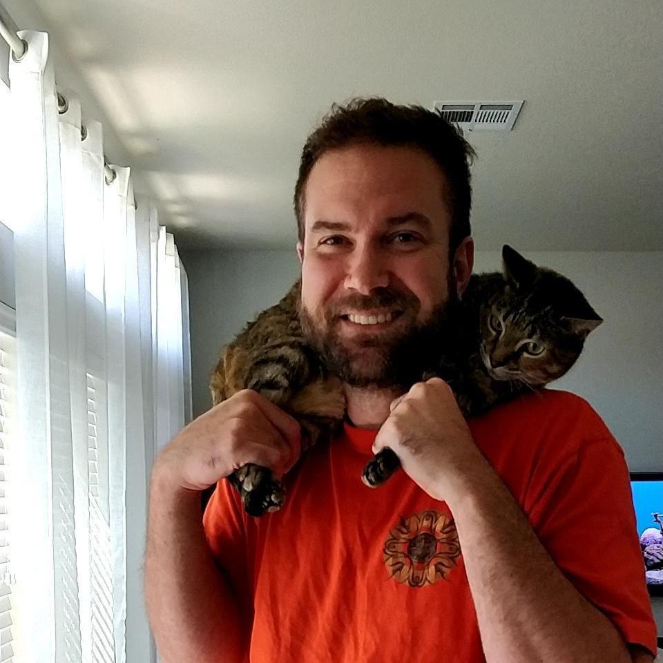 Adam and meowy cat Lolli