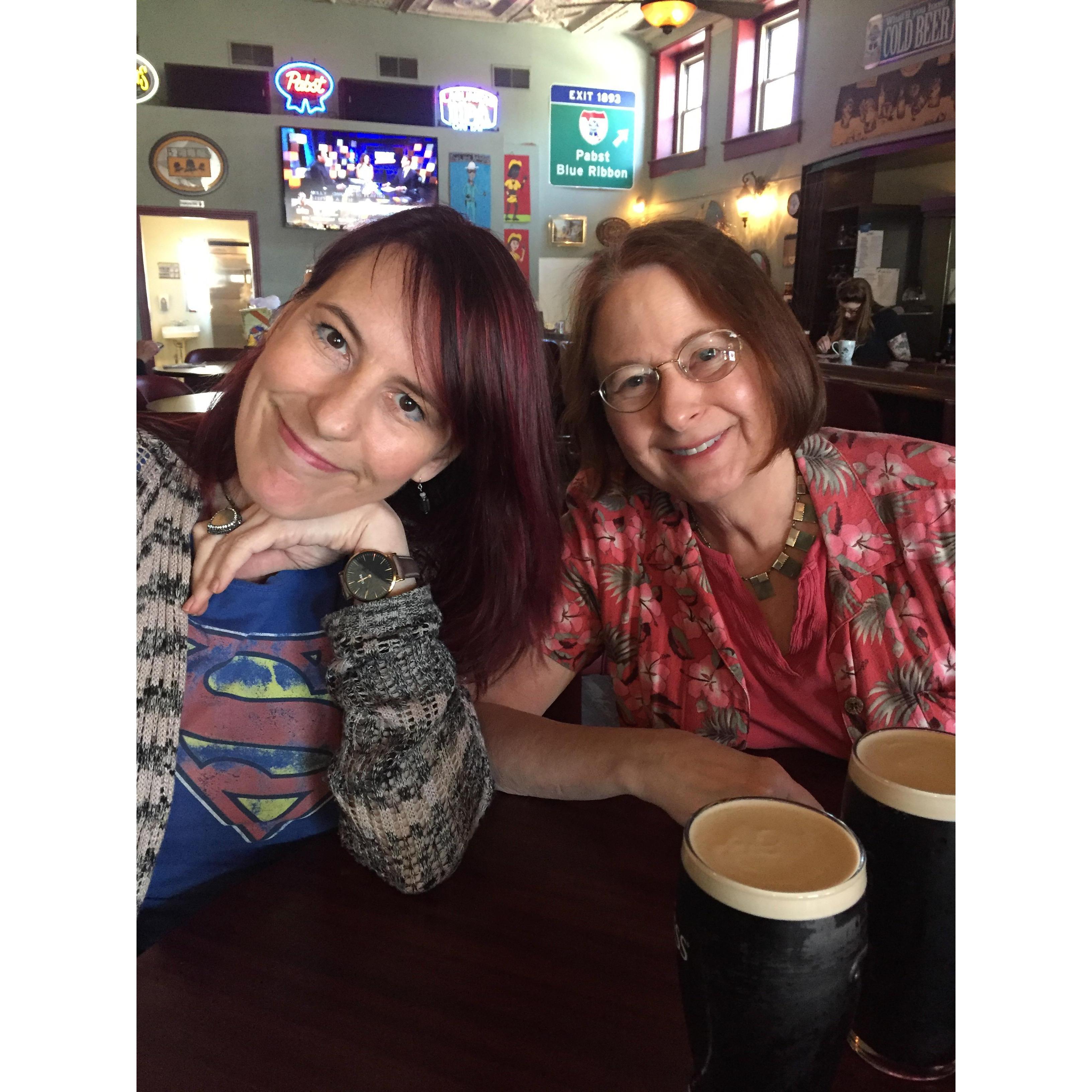 Jane and her mom enjoying Guinness!