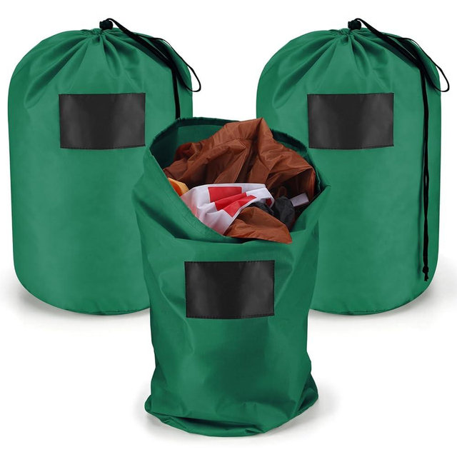 Bulyoou 3 Pcs 21 x 12 Inch Christmas Inflatable Decorations Storage Bag with Blackboard Drawstring Waterproof Christmas Storage Containers for Holiday Xmas Ornaments Accessories Gift Organizer (Green)