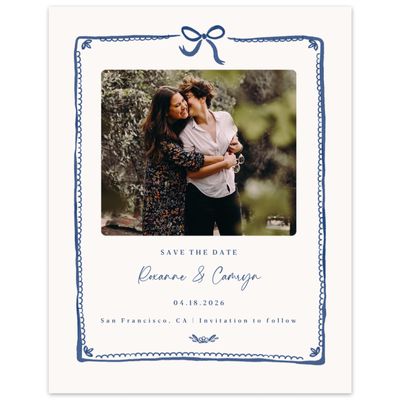 Blue Bordered Wedding Digital Save the Date - Galleria Photo