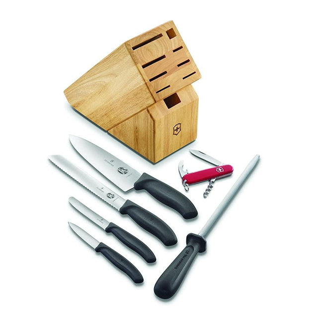 Victorinox Swiss Army Cutlery Swiss Classic Knife Block Set, 7-Piece