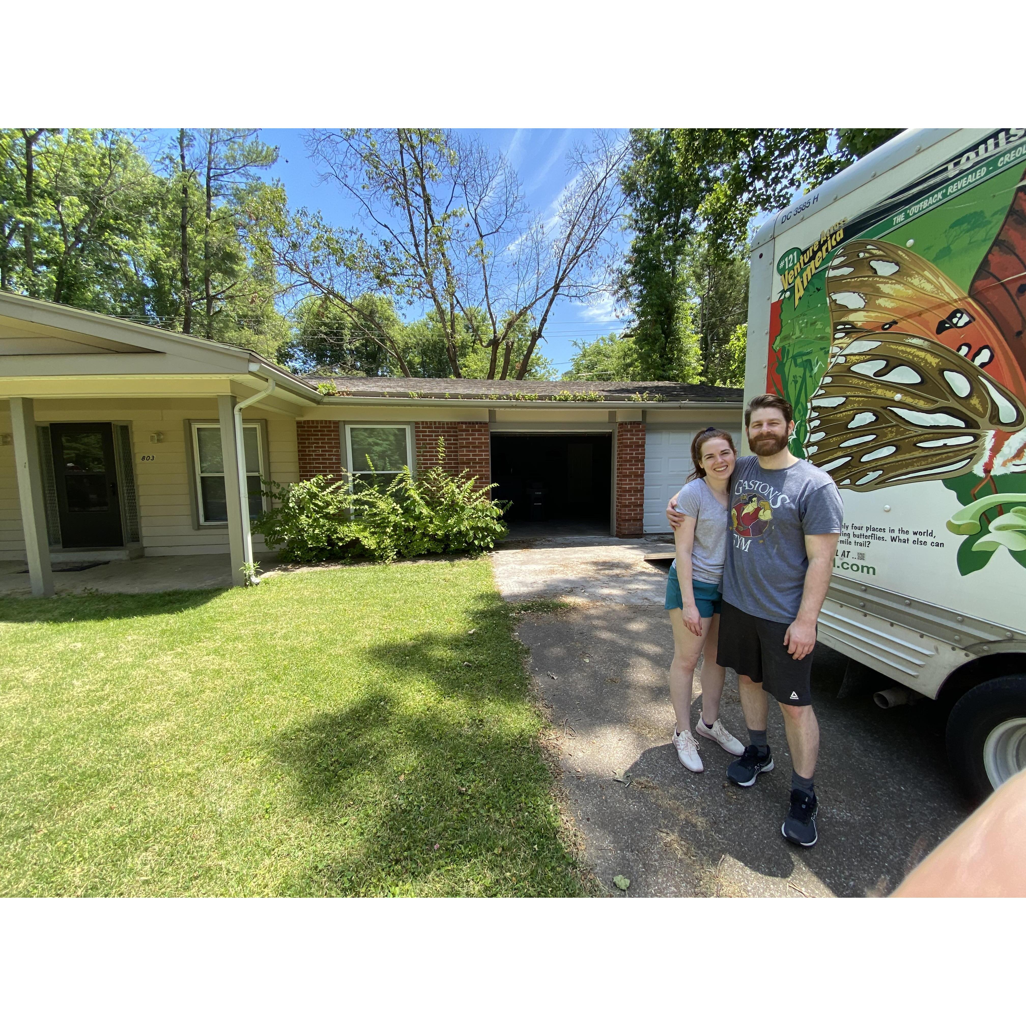 Last photo at our first house, excited for our move to Champaign!