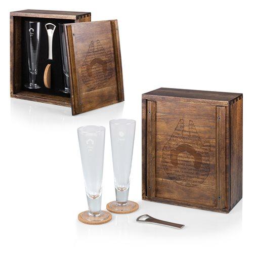 Star Wars Han and Leia Acacia Wood Beverage Glass Set of 2