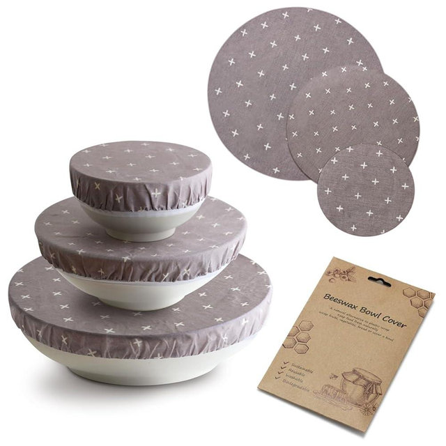 KEHHVCY 3PCS Reusable Bowl Covers for Bread Proofing, Beeswax Reusable Elastic Cotton Bowl Covers, Bread Proofing Cap for Food Fruit Salad Eco-Friendly