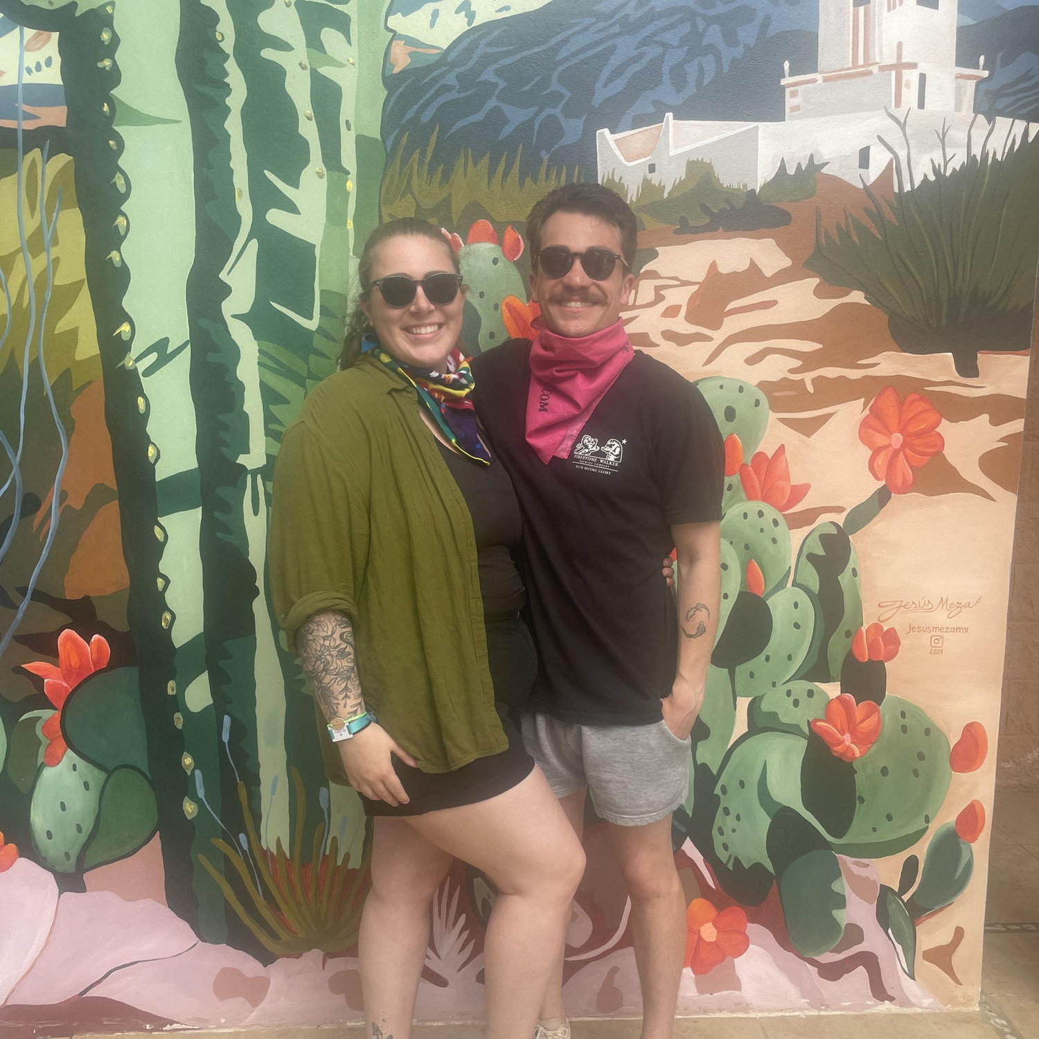 Before our ATV tour in Mexico. Caitlin was the better driver (: