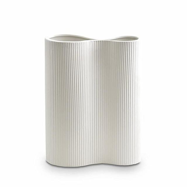 Infinity White vase. White Ceramic Vase for Flowers. Modern vases for Living Room Decor. Flower vase for Home Decor Table Decor Decorative vase for centerpieces Jarrones decorativos para sala Wave