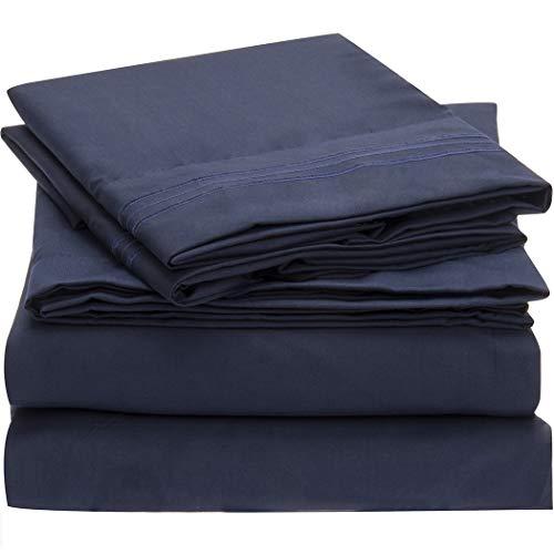 Mellanni Bed Sheet Set - Brushed Microfiber 1800 Bedding - Wrinkle, Fade, Stain Resistant - Hypoallergenic - 4 Piece (King, Royal Blue)
