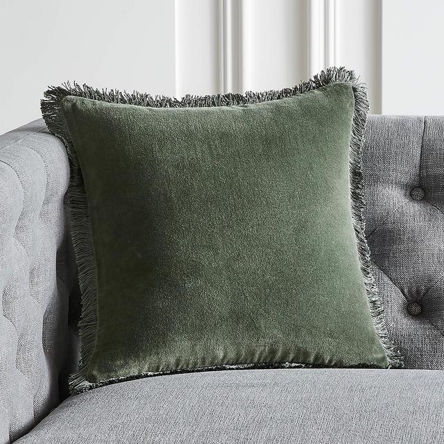 16" Bettie Forest Green Pillow with Down-Alternative Insert