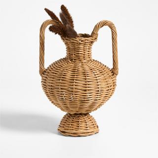 Alford Small Woven Rattan Double Handle Vase