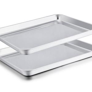 TeamFar Baking Sheet Set of 2, Stainless Steel Baking Pans Tray Cookie Sheet, Non Toxic & Healthy, Mirror Finish & Rust Free, Easy Clean & Dishwasher Safe