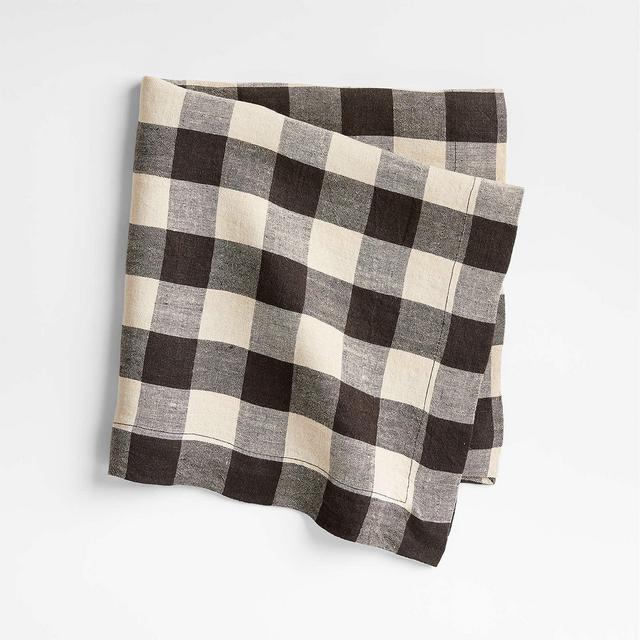 Marin Black and Natural EUROPEAN FLAX ™-Certified Linen Buffalo Check Napkin