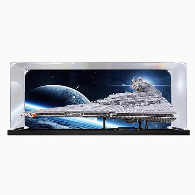 Acrylic Display Box, Compatible with Lego 75252 Imperial Star Destroyer Kits, Clear Boxes for Displaying Collectibles, Dustproof Display Boxes (Box Only) (Back Spray 1)