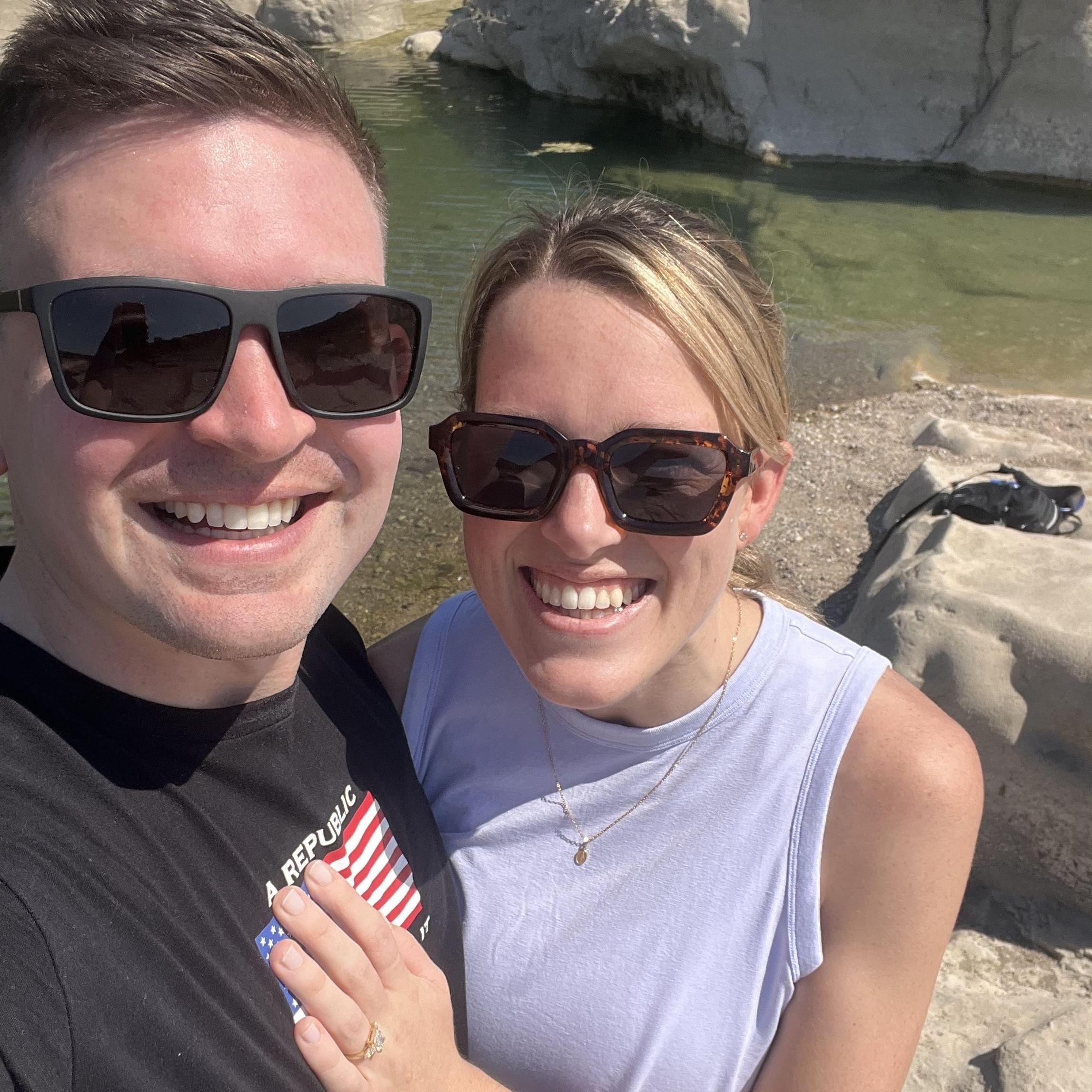 Our engagement on a hike in Pendernales State Park!