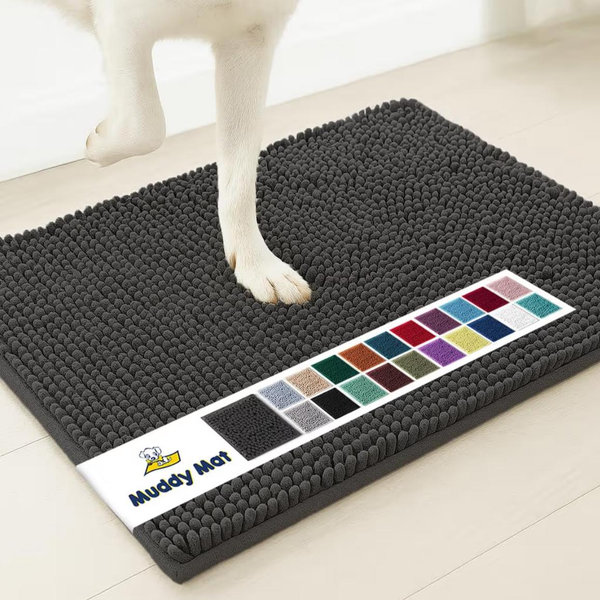Muddy Mat® | Super Absorbent Door Mat Indoor, Microfiber Quick Dry Chenille Entryway Rug, Non-Slip Front Door Mat, Indoor Mats for Entryway, Machine Washable Pet Rug, Charcoal 24"x36"
