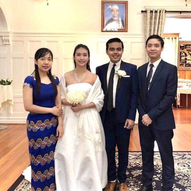 With U Zin Phone Tint, Second Secretary, and spouse Dr. Daw Thida Linn Shwe.