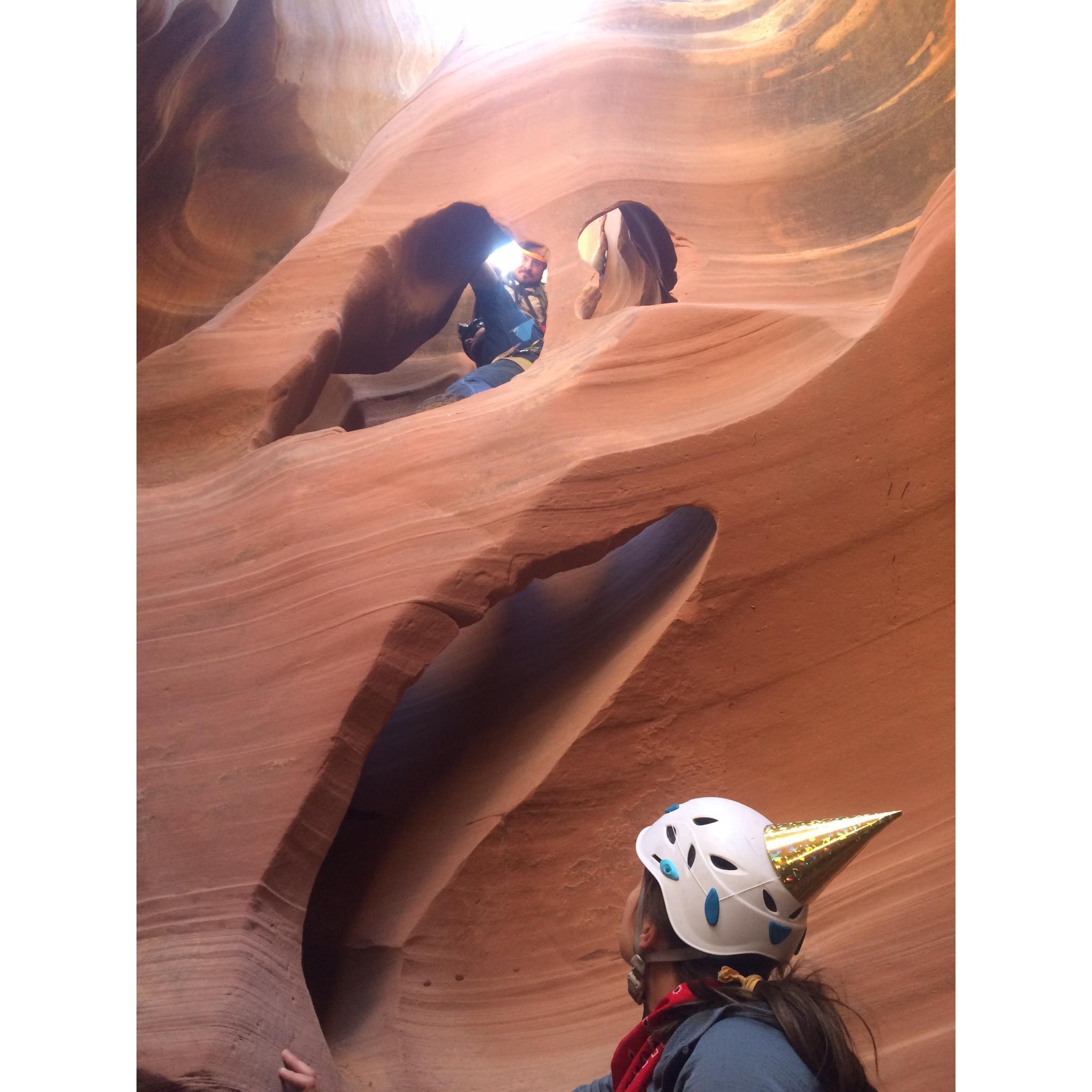 Watching Curt come down the canyon!