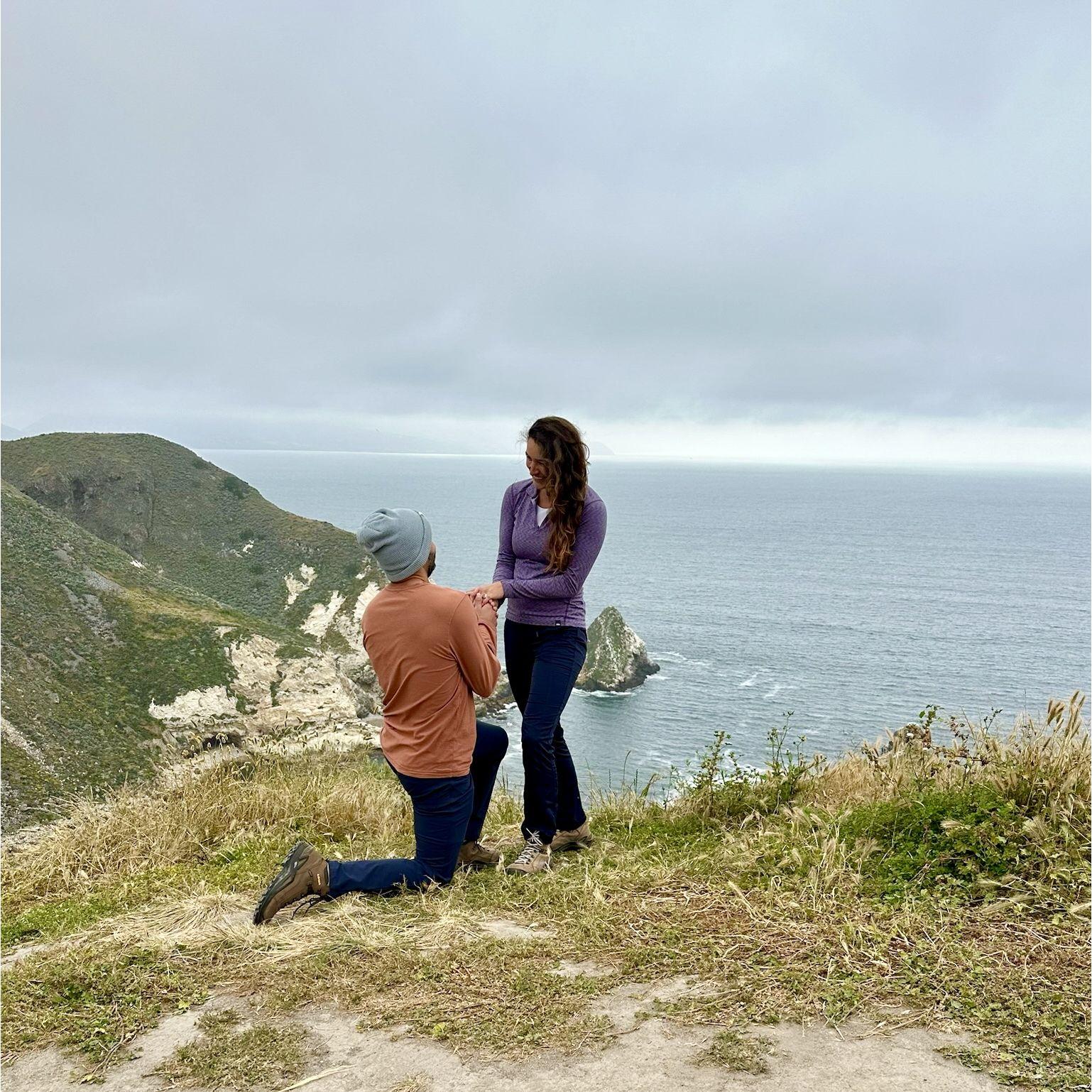 Ric proposed on Santa Cruz Island on May 22nd, 2024.