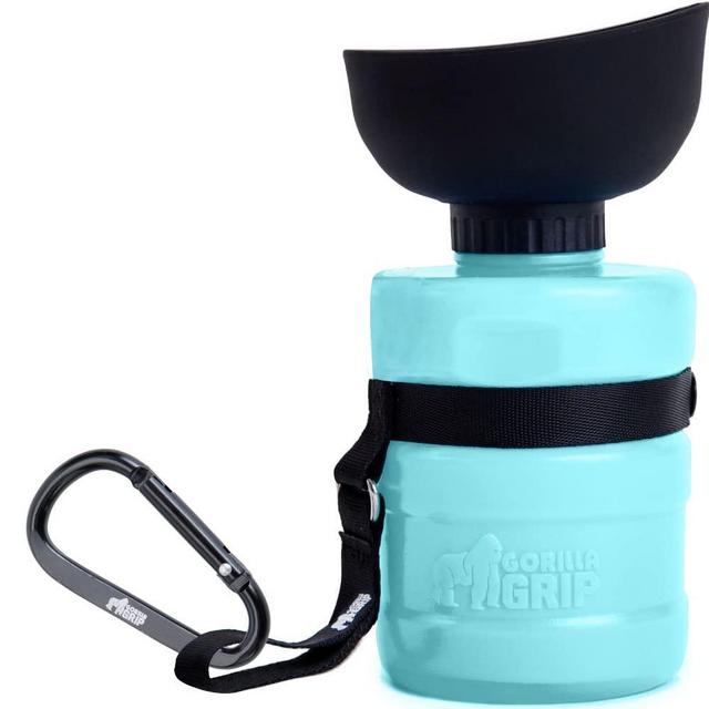 Gorilla Grip Leak Proof Portable Dog Water Bottle, Multifunction Design with Bowl Cap, Food Grade Silicone, Dogs Drink Dispenser, for Puppy Walks, Traveling, Hiking, Keep Pets Hydrated
