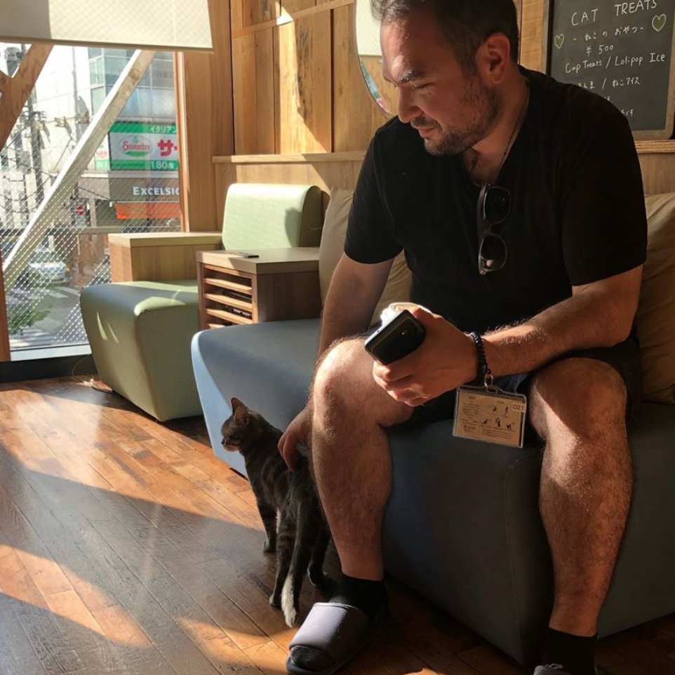 Hanging at a cat café in Tokyo