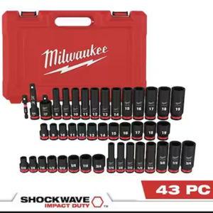 Milwaukee SHOCKWAVE 3/8 in. Drive SAE and Metric 6 Point Impact Socket Set (43-Piece)