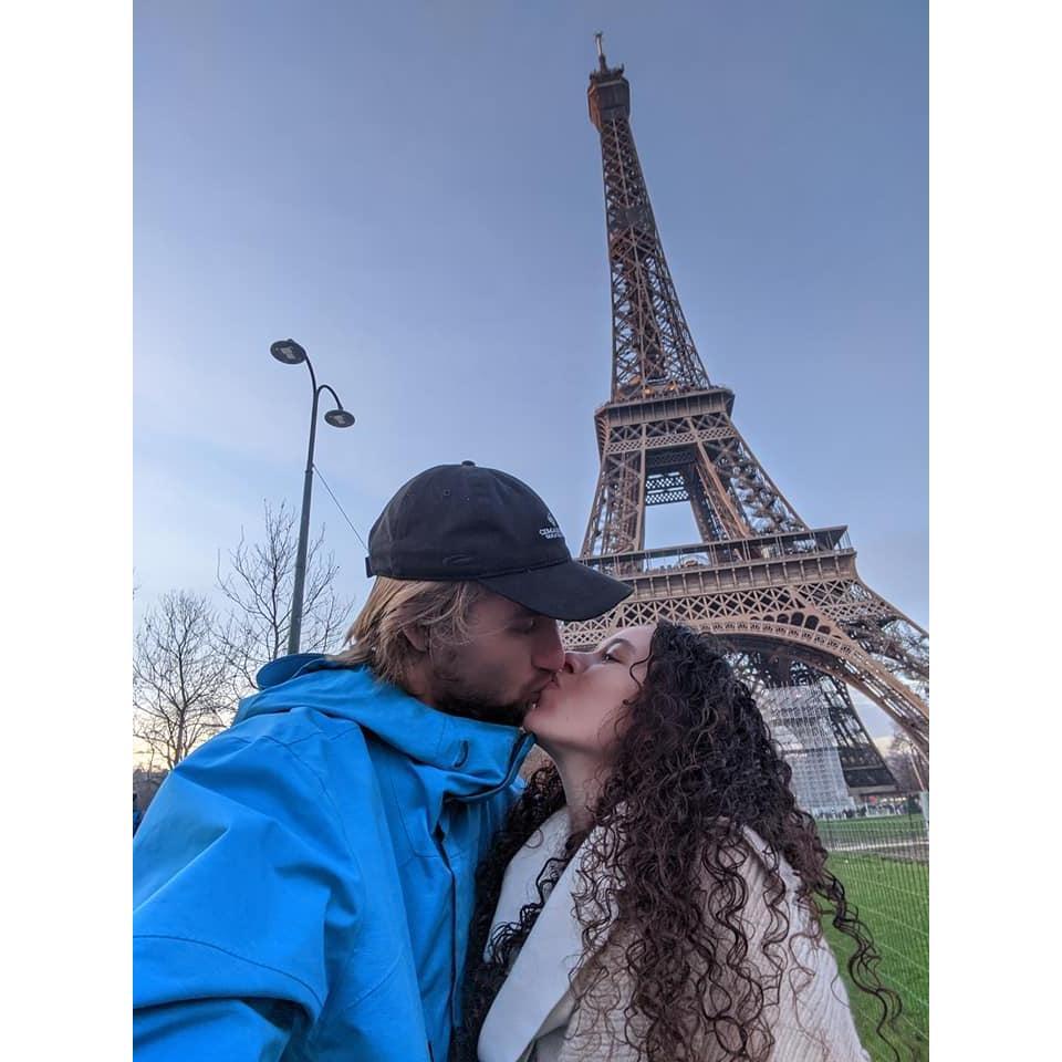 Obligatory kissing picture in front of the Eiffel Tower