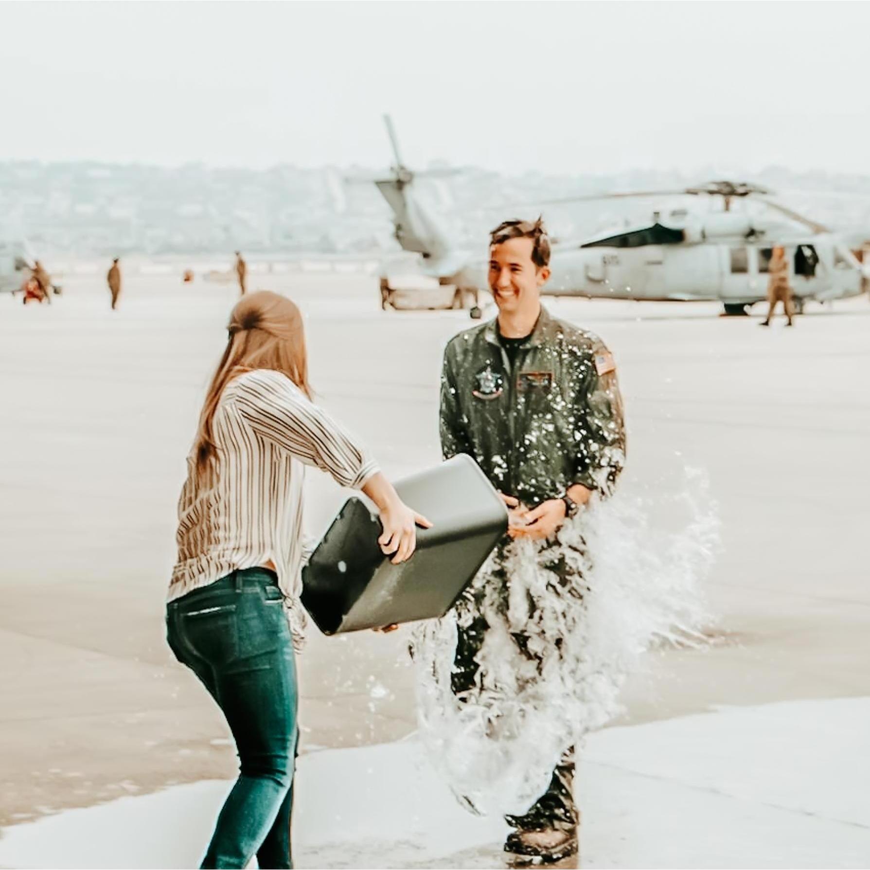 Marc's last flight at HSC-6. It's a tradition to dump water on them afterward!