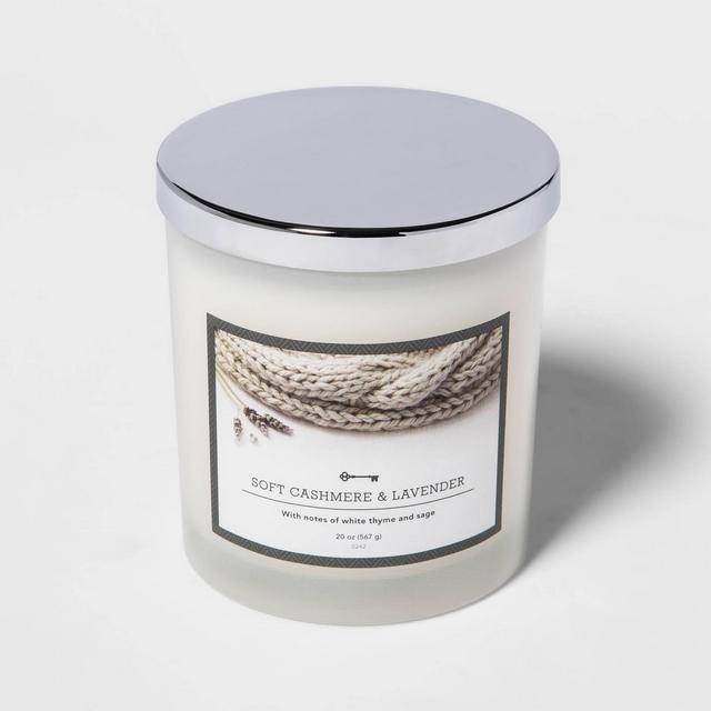 20oz Lidded Milky Glass Jar 3-Wick Soft Cashmere & Lavender Candle - Threshold™