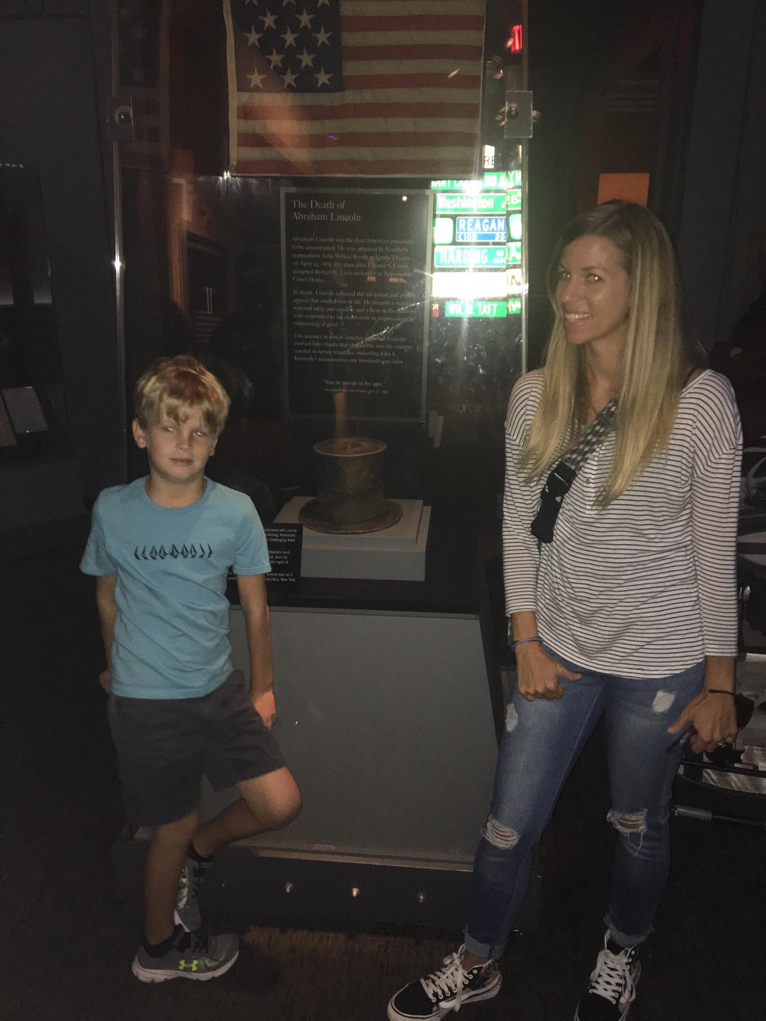 Hudson and Christy check out Abraham Lincoln’s top hat while visiting us in DC