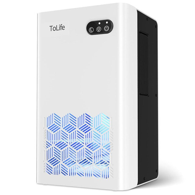ToLife Dehumidifier for Home, 1000 sq.ft Dehumidifiers for Bedroom Bathroom Basement with 95 OZ Water Tank, Auto Shut Off 7 Colors LED Light, White