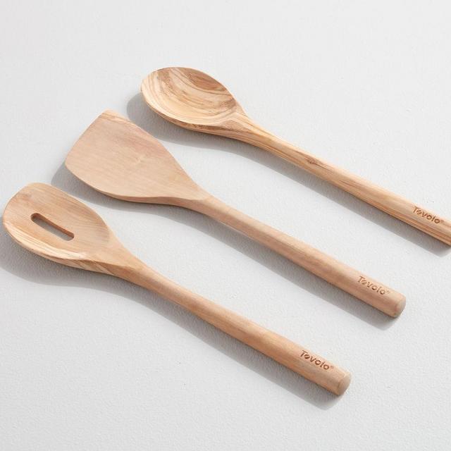 Olive Wood Kitchen Utensils, Set of 3