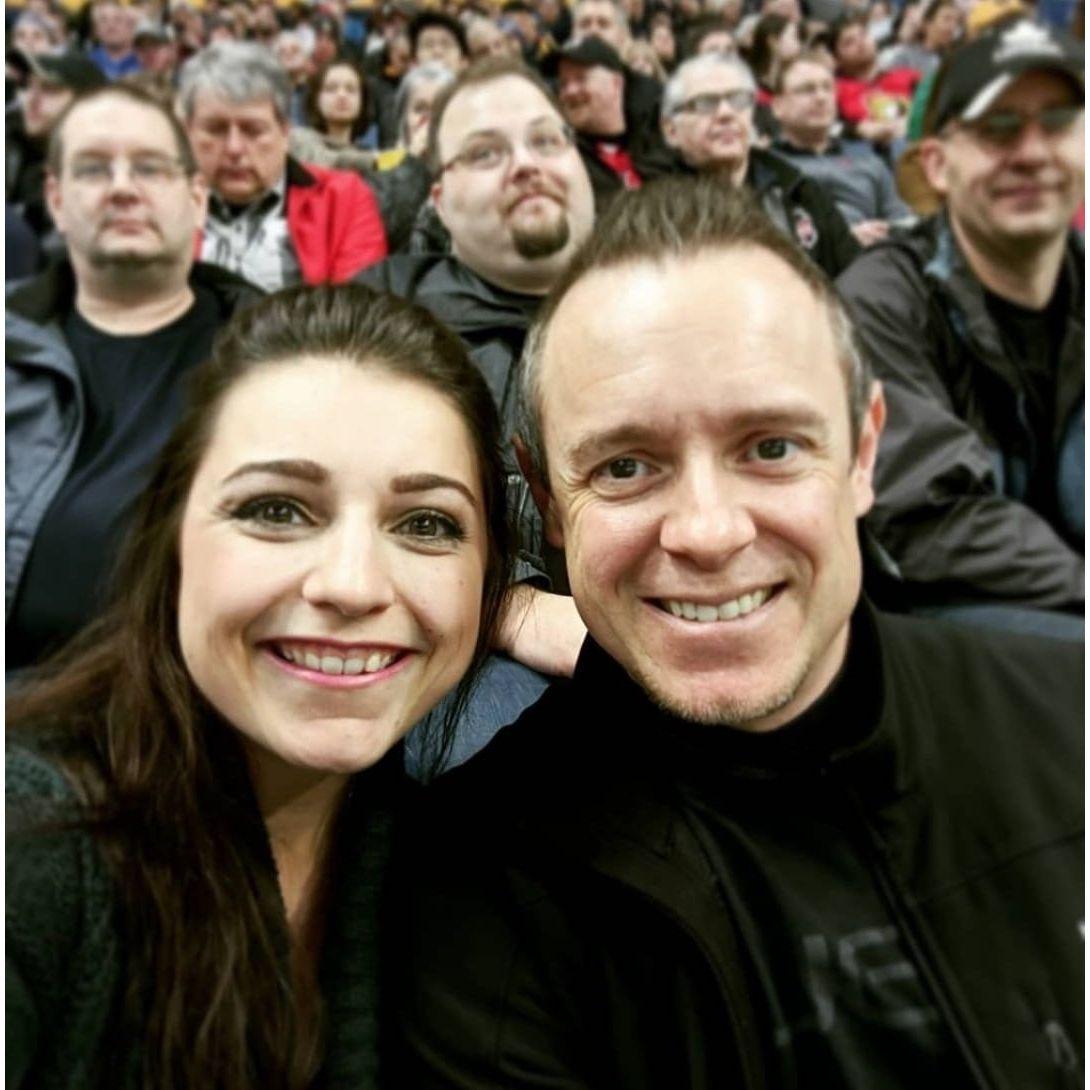 One of our first dates, featuring a couple photobombers... We won 9-2 that night! Go Sabres!