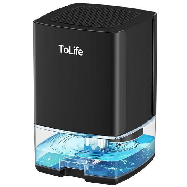 ToLife Dehumidifiers for Home 30 OZ Water Tank with Auto-Off, Portable Small Dehumidifier for Room, Bathroom, Bedroom, RV, Closet 500 sq.ft, 7 Colors LED Light, Black