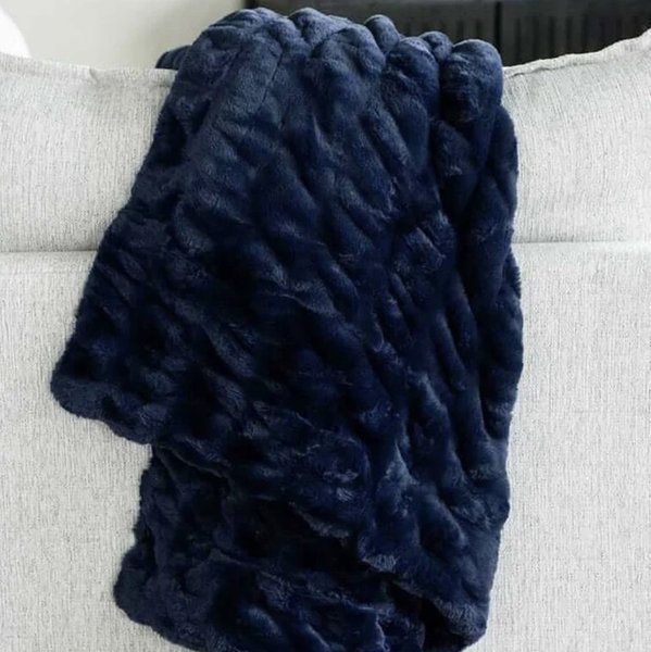Hugs Navy Plush Blanket - Adult
