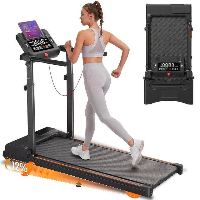 Walking Pad Treadmill for Home Small, 3.5HP Foldable Under Desk Treadmill with Incline, Compact Running Machine with Handle Bar for 350 Lbs Capacity