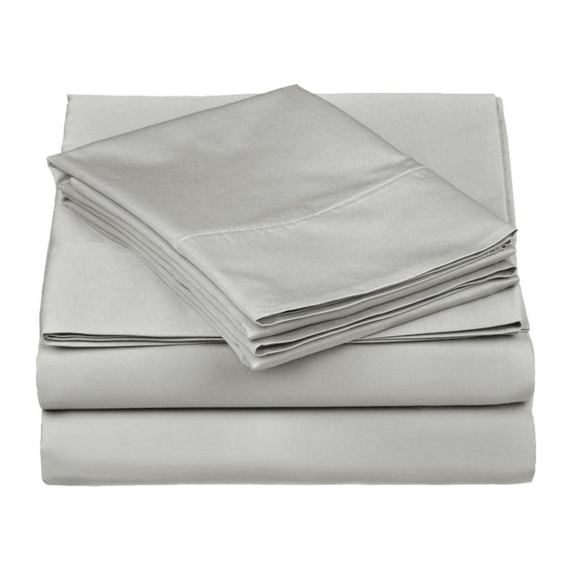 530 Thread Count Solid Deep Pocket Cotton Luxury Premium Bed Sheet Set, King, Platinum - Blue Nile Mills