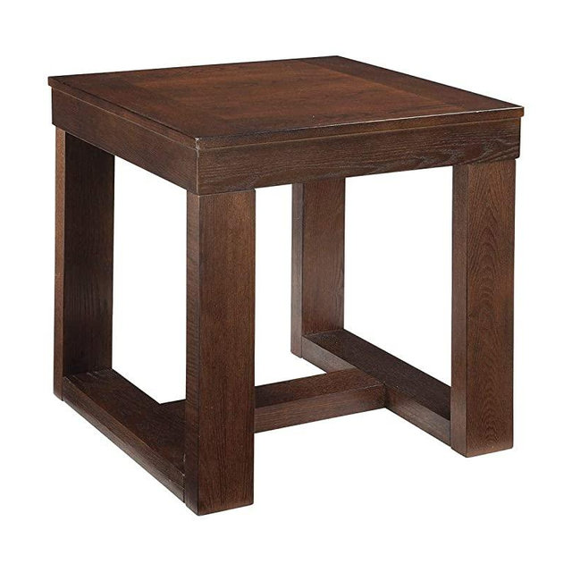 Signature Design by Ashley - Watson Contemporary Distressed Square End Table, Dark Brown