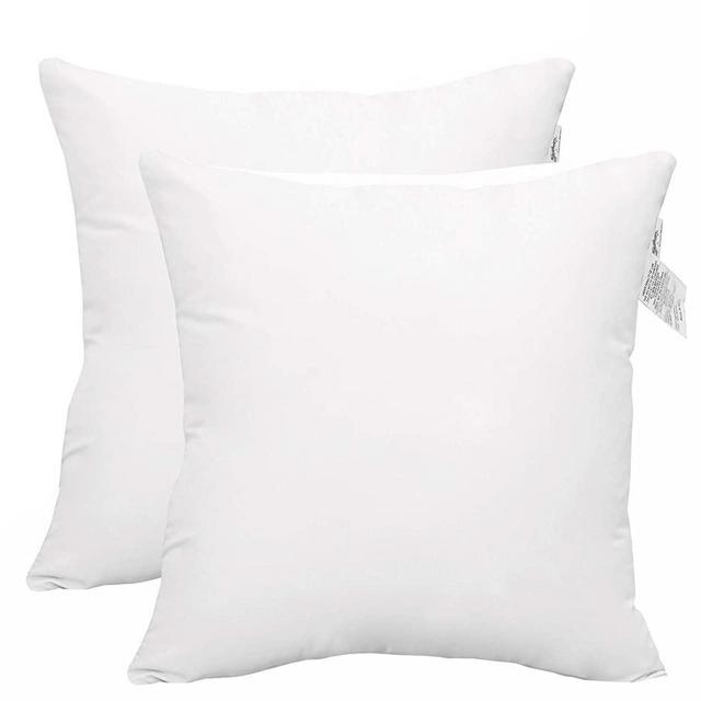 ACCENTHOME Throw Pillow Inserts 18 x 18 Inches ( Pack of 2 ) Hypoallergenic Sham Stuffer | White Square Throw Pillows | Decorative Cushion Filler for Sofa , Couch , Bed , Patio & Christmas Home Decor