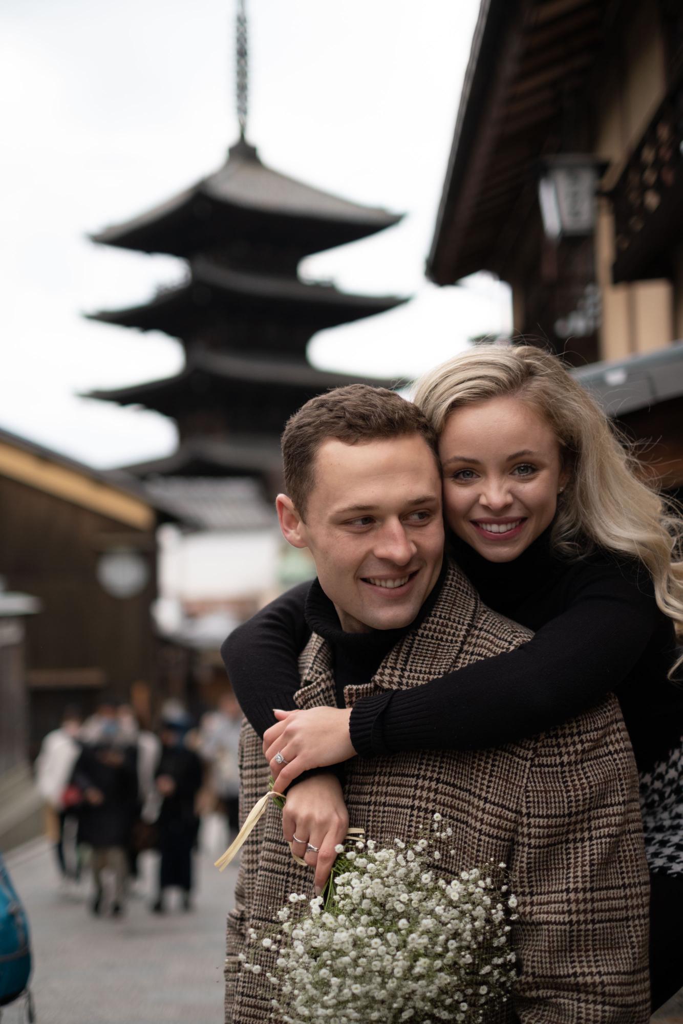 Engagement photos in Kyoto, Japan at the Yasaka Pagoda - December 2022