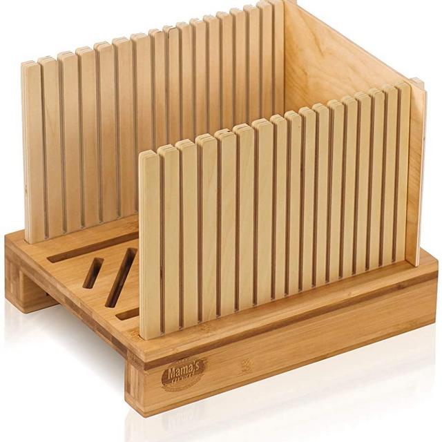 Bamboo Bread Slicer for Homemade Bread Loaf. Adjustable Width Bread Slicing Guides. Sturdy Wooden Bread Cutting Board. Compact & Foldable for Stowing. Makes Cutting Bagels or Even Bread Slices Easy.
