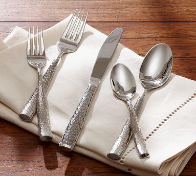Shiny Hammered Flatware, 20-Piece Set