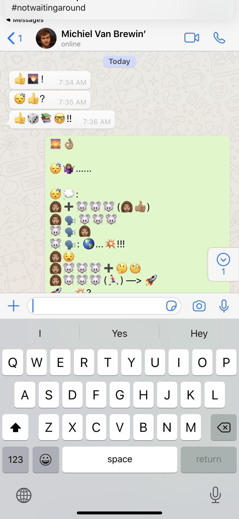 When we did an 'emoji-only' day. This is Hannah explaining a dream she had.