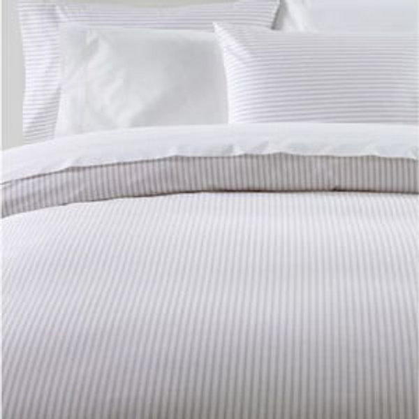 Premium Egyptian Percale Comforter Cover Collection, Stripe- Soft Gray