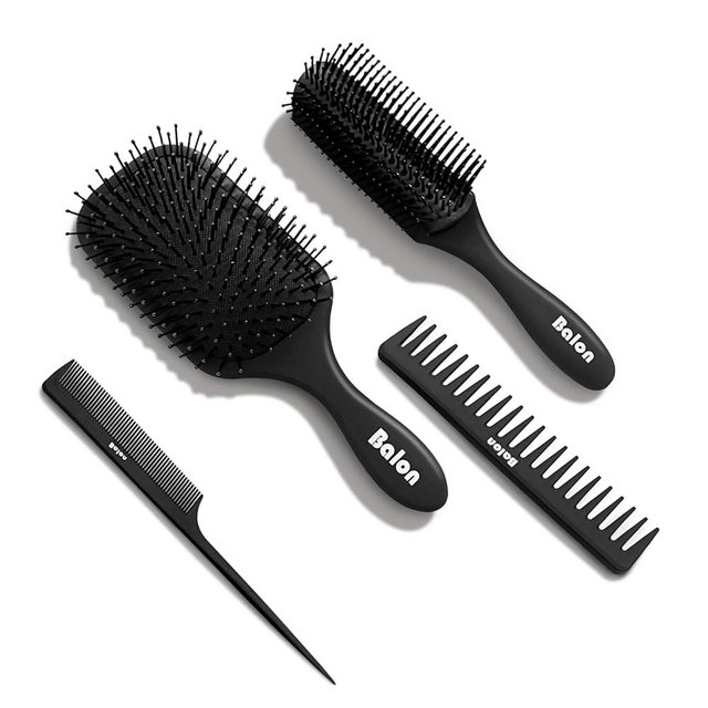 Balon Hair Brush for Women and Men, 4Pcs Paddle Brush Detangling Brush Hair Comb Set for Long Thick Thin Curly Hair, Hairbrush Great On Wet or Dry, No More Tangle
