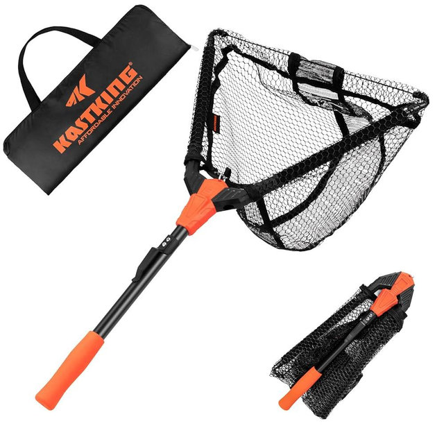 KastKing Pontus Fishing Net Fish Landing Net, Foldable & Lightweight Freshwater Fishing Landing Net with Built in Length Scale, Aluminum Handle, Fish-friendly Mesh for a Safe Release, Fishing Gifts for Men